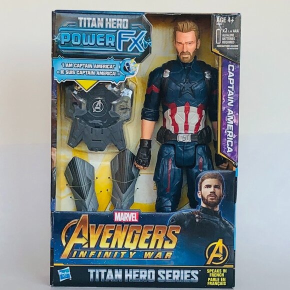 Marvel Avengers Titan Heroes Power FX Captain American Speaks French New in Box - Picture 8 of 16